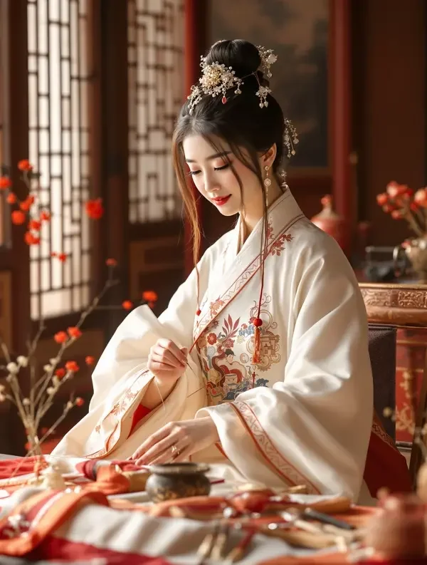 短剧《锦绣良缘：我家的绣娘是皇女》古装题材封面，主演云锦 × 裴彦